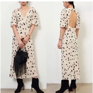 ba&sh | Delize Polka Dot Midi Dress - size small - Polka dot open back